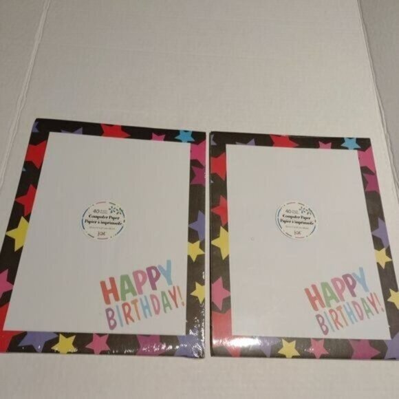 Other - HAPPY BIRTHDAY W/STARS COMPUTER PAPER-2 PACKS-NEW